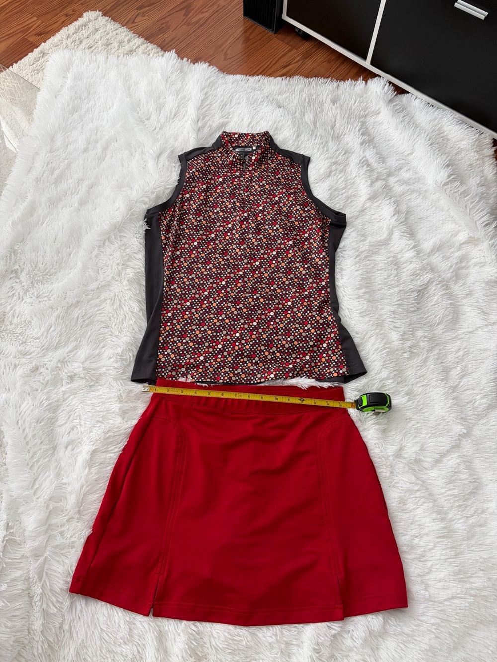 Adidas Sleeveless Printed Golf Tank with Red Skort